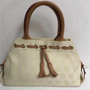 Vintage Dooney & Bourke Sachet Handbag Signature Canvas & Leather Bag